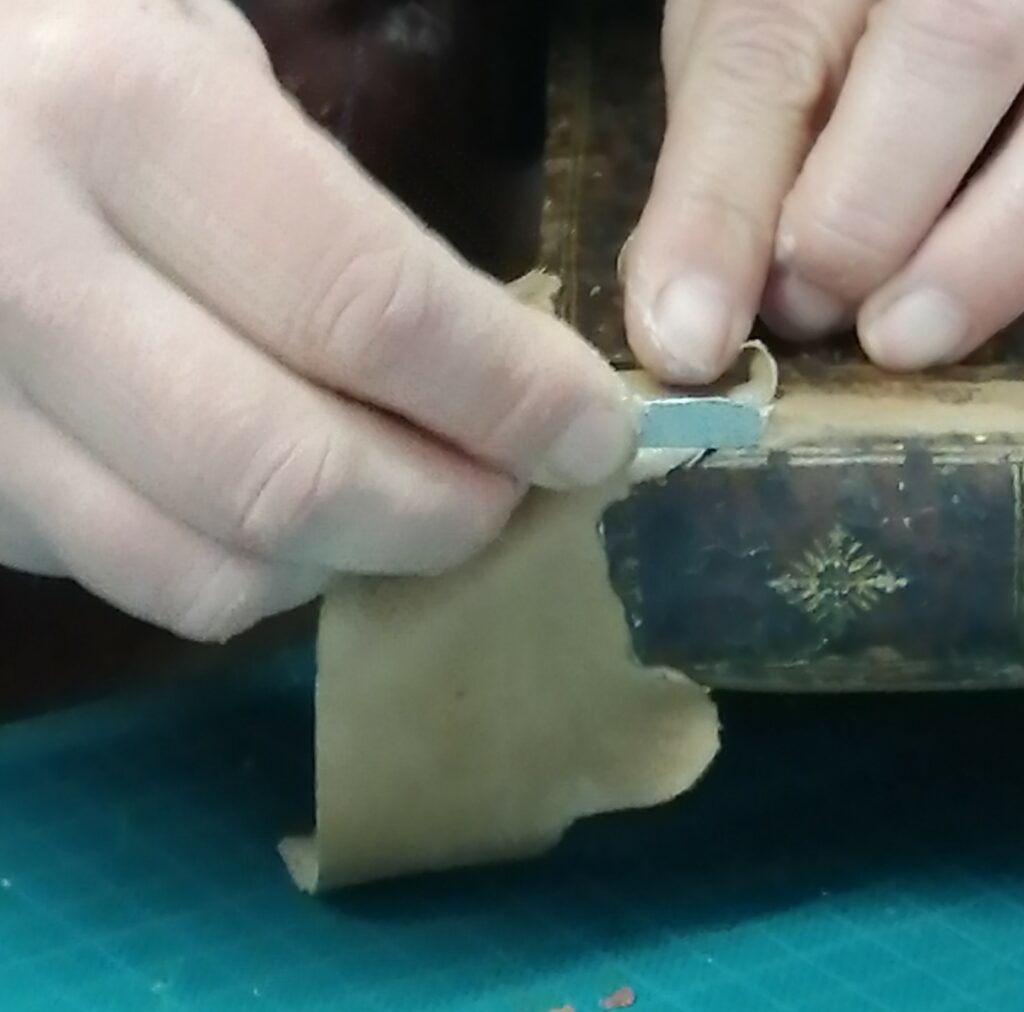 Insertion du cuir neuf sous le cuir ancien