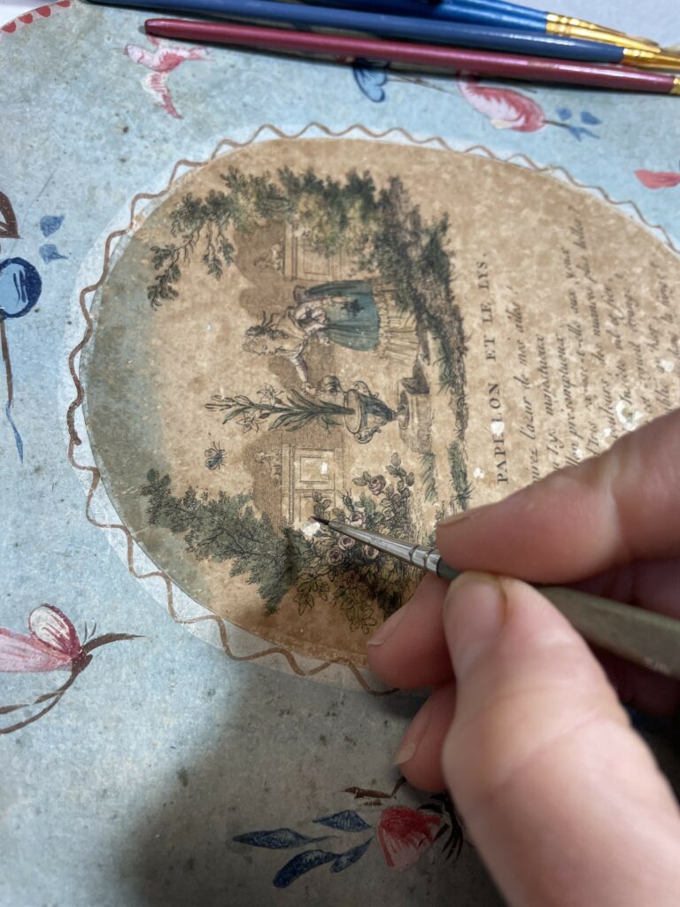 Retouche picturale à l'aquarelle sur les parties épidermées